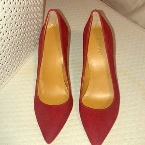 J Crew Olive Suede Pointy Toe Pumps